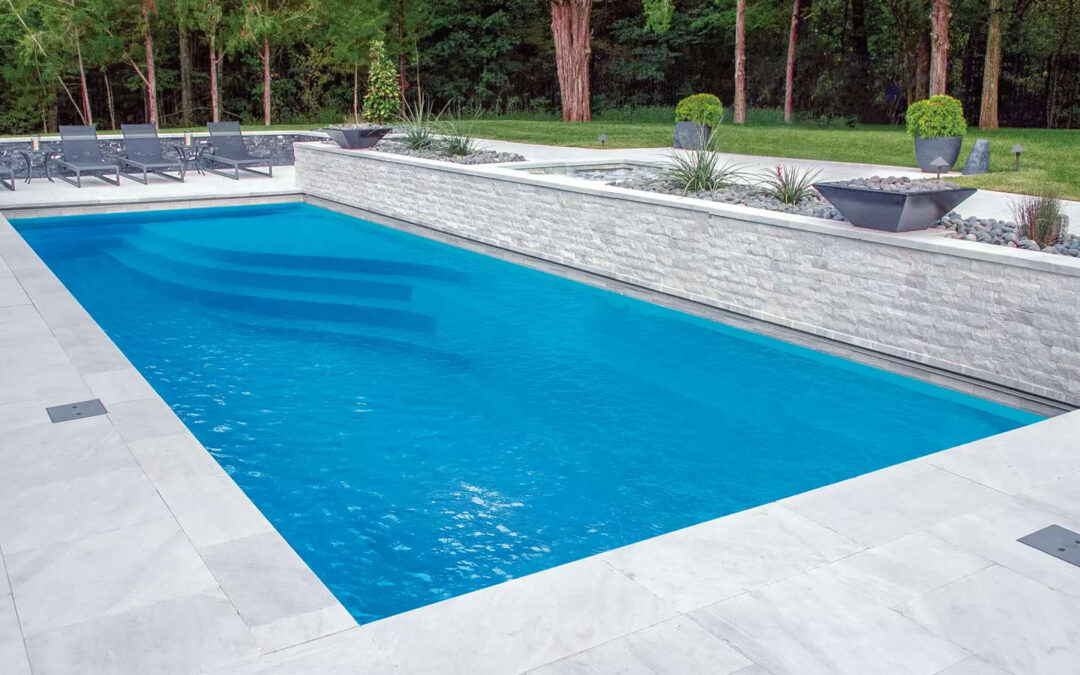 The Wave model fiberglass pool from Leisure Pools